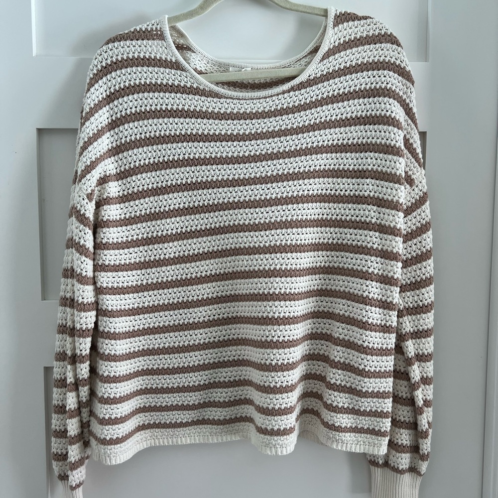 Blu Pepper Brown and White Crew Neck Sweater